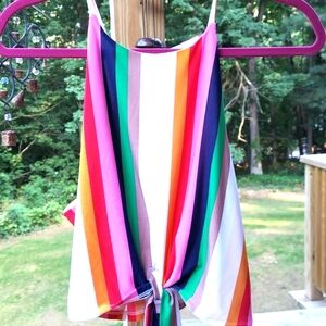 Venus Colorful Stripe Halter Tank Tie Crop Top Sz XL